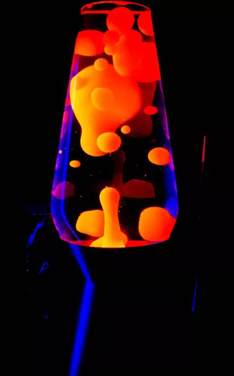 blue and orange lava lamp